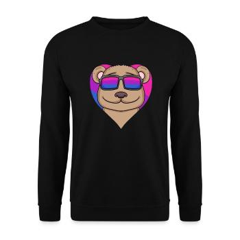 Bisexuell Braunbär Geschenk - Unisex Pullover - Schwarz - Vorne - Alina (178cm) & Michal (187cm)