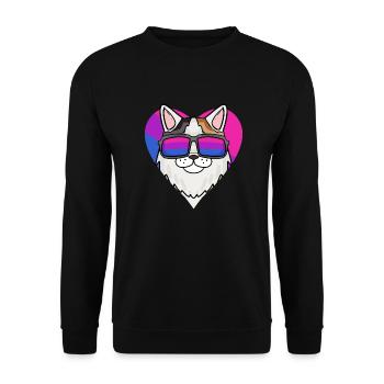 Bisexual Turkish Van Cat Gift - Unisex Sweatshirt - black - Front - Alina (178cm) & Michal (187cm)