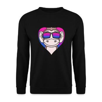 Bisexuell Affe Geschenk - Unisex Pullover - Schwarz - Vorne - Alina (178cm) & Michal (187cm)