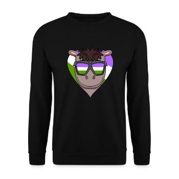 Genderqueer Cœur de cheval - Sweat-shirt Unisexe - noir - Devant - Alina (178cm) & Michal (187cm)