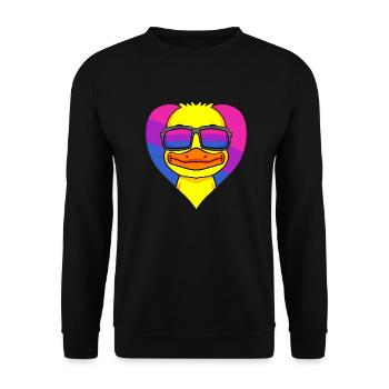 Bisexuell Ente Bisexualität Herz Geschenk - Unisex Pullover - Schwarz - Vorne - Alina (178cm) & Michal (187cm)