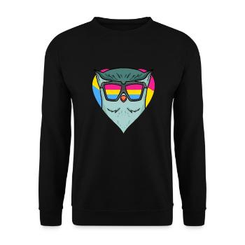 Pansexual Owl Gift - Unisex Sweatshirt - black - Front - Alina (178cm) & Michal (187cm)