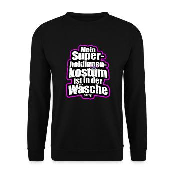 Superheldin Kostüm Ist In Der Wäsche Köln Karneval - Unisex Pullover - Schwarz - Vorne - Alina (178cm) & Michal (187cm)