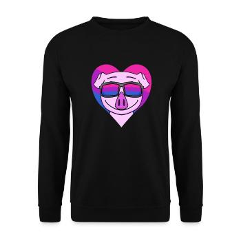 Bisexuell Schwein Geschenk - Unisex Pullover - Schwarz - Vorne - Alina (178cm) & Michal (187cm)