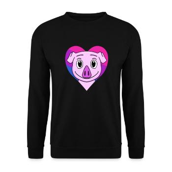 Schwein - Unisex Pullover - Schwarz - Vorne - Alina (178cm) & Michal (187cm)
