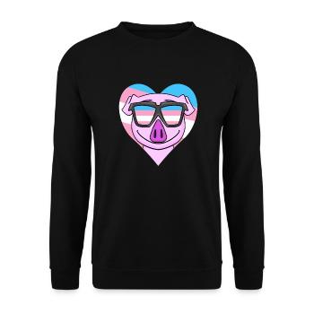 Transgender Transsexual Pig Gift - Unisex Sweatshirt - black - Front - Alina (178cm) & Michal (187cm)