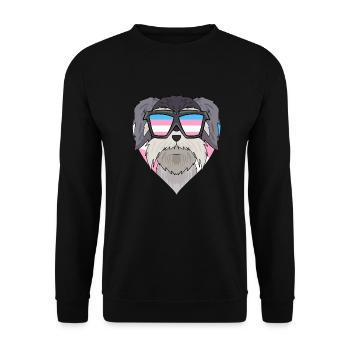 Transgender Transsexuell Schnauzer Hund Geschenk - Unisex Pullover - Schwarz - Vorne - Alina (178cm) & Michal (187cm)