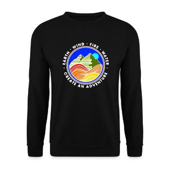 Natur Berge Wasser Sonne Illustration - Unisex Pullover - Schwarz - Vorne - Alina (178cm) & Michal (187cm)