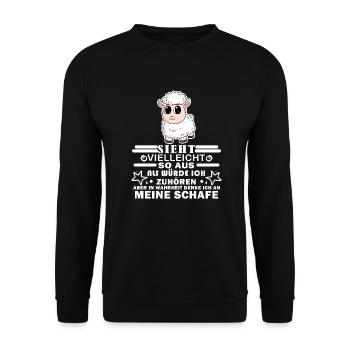 Schafe Schaf Schafzüchter Geschenk - Unisex Pullover - Schwarz - Vorne - Alina (178cm) & Michal (187cm)