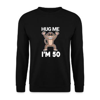 50 ans - 50 ans - câlin - Sweat-shirt Unisexe - noir - Devant - Alina (178cm) & Michal (187cm)