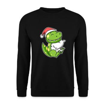 Dinosaurier Weihnachten Schlafen Schlaf - Unisex Pullover - Schwarz - Vorne - Alina (178cm) & Michal (187cm)
