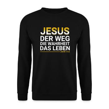 Bibel Vers Jesus der Weg die Wahrheit das Leben - Unisex Pullover - Schwarz - Vorne - Alina (178cm) & Michal (187cm)