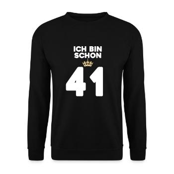 41 Geburtstag - 41 Jahre mit Krone - Unisex Pullover - Schwarz - Vorne - Alina (178cm) & Michal (187cm)
