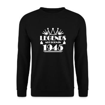 1945 - Jahrgang 1945 - Baujahr 1945 Geschenk - Unisex Pullover - Schwarz - Vorne - Alina (178cm) & Michal (187cm)