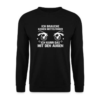 Mittelfinger Augen - Spruch Statement Sarkasmus - Unisex Pullover - Schwarz - Vorne - Alina (178cm) & Michal (187cm)