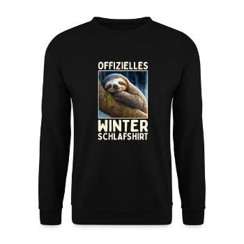 Faultier Winter Schlafshirt Weihnachten Schlaf - Unisex Pullover - Schwarz - Vorne - Alina (178cm) & Michal (187cm)