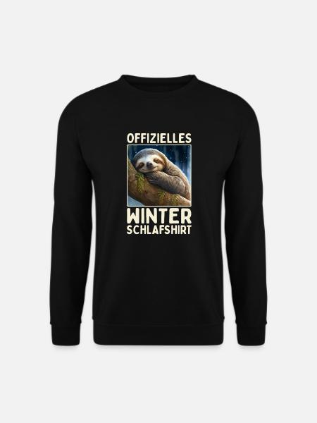 Faultier Winter Schlafshirt Weihnachten Schlaf - Unisex Pullover - Schwarz