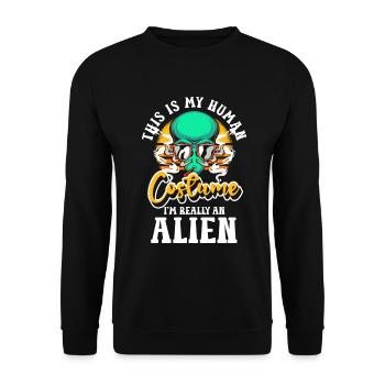 Alien Lustig Planet - Unisex Pullover - Schwarz - Vorne - Alina (178cm) & Michal (187cm)