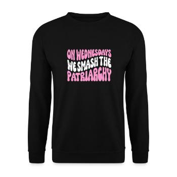 Le mercredi, nous écrasons le patriarcat féministe - Sweat-shirt Unisexe - noir - Devant - Alina (178cm) & Michal (187cm)