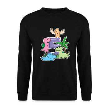5 Jahre alt - 5. Geburtstag mit Tier Motiv - Unisex Pullover - Schwarz - Vorne - Alina (178cm) & Michal (187cm)