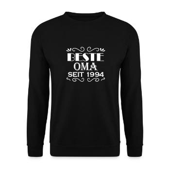 Beste Oma seit 1994 - Geschenk für die beste Oma - Unisex Pullover - Schwarz - Vorne - Alina (178cm) & Michal (187cm)
