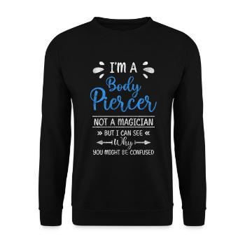 Piercer Stechen Schmerz - Unisex Pullover - Schwarz - Vorne - Alina (178cm) & Michal (187cm)