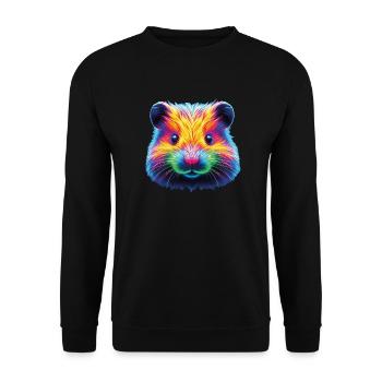 Hamster Neon Head - Unisex Sweatshirt - black - Front - Alina (178cm) & Michal (187cm)