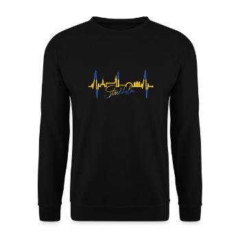 Stockholm Skyline Heartbeat Heart I Love Suède - Sweat-shirt Unisexe - noir - Devant - Alina (178cm) & Michal (187cm)