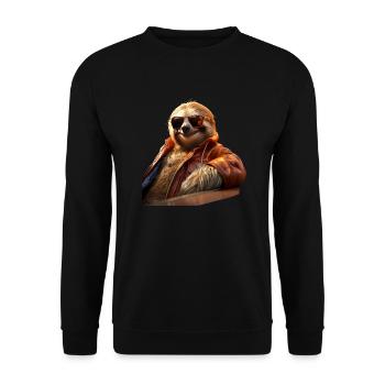 Sloth, Morning Grouch, Loafer, Cute Sloths - Unisex Sweatshirt - black - Front - Alina (178cm) & Michal (187cm)