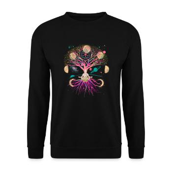 Moon Tree Meditation Meditate Universe Fantasy - Unisex Sweatshirt - black - Front - Alina (178cm) & Michal (187cm)