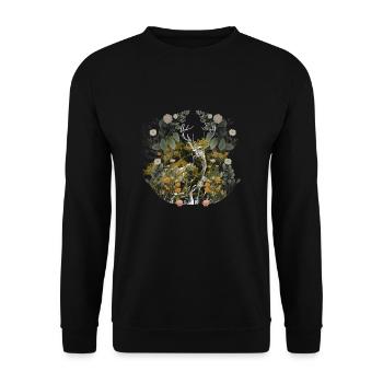 Hirsch Rotwild Schweden Skandinavien Natur Flora - Unisex Pullover - Schwarz - Vorne - Alina (178cm) & Michal (187cm)