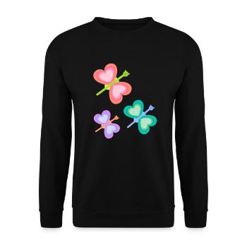 Spring Colorful Insect Butterflies Child Baby 80s - Unisex Sweatshirt - black - Front - Alina (178cm) & Michal (187cm)