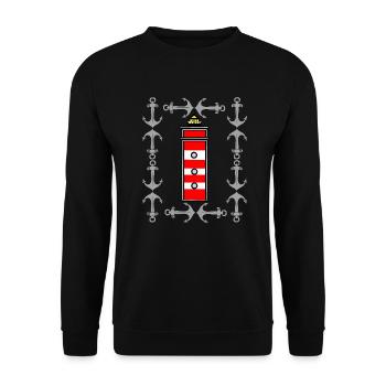 maritime lighthouse Ahoi nautical signal - Unisex Sweatshirt - black - Front - Alina (178cm) & Michal (187cm)