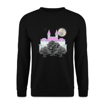 Retro Vintage Fairy Tale Castle Moon Forest Castle - Unisex Sweatshirt - black - Front - Alina (178cm) & Michal (187cm)