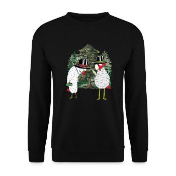 Grands-parents Grand-mère Grand-père Poulet Forêt Randonnée Nature - Sweat-shirt Unisexe - noir - Devant - Alina (178cm) & Michal (187cm)