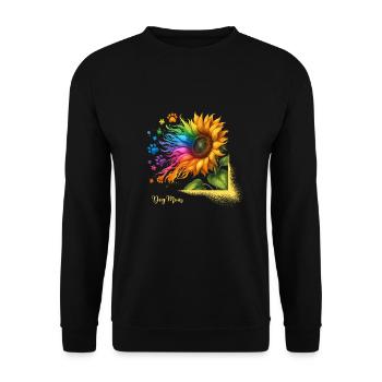 Dog Mom Hund Muttertag Regenbogen Sonnenblume Wau - Unisex Pullover - Schwarz - Vorne - Alina (178cm) & Michal (187cm)