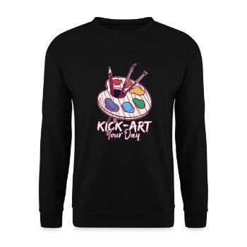 Funny Art Painter Kick Art Your Day Drawing Gift - Unisex Sweatshirt - black - Front - Alina (178cm) & Michal (187cm)