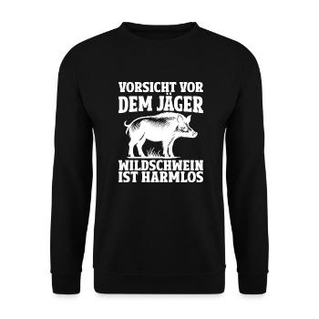 Jäger Jagd Jagdschein Jägerin Jagdbekleidung - Unisex Pullover - Schwarz - Vorne - Alina (178cm) & Michal (187cm)