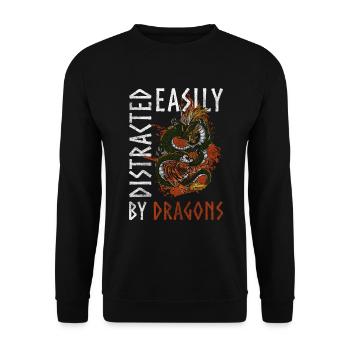Drachen - Unisex Pullover - Schwarz - Vorne - Alina (178cm) & Michal (187cm)