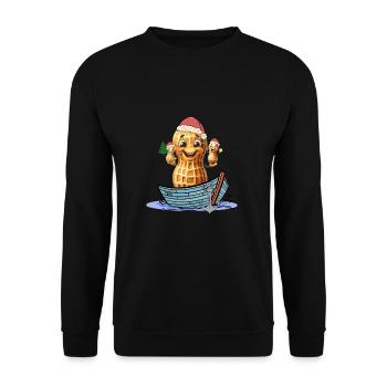 Peanut Seafarer Santa Claus Ahoy - Unisex Sweatshirt - black - Front - Alina (178cm) & Michal (187cm)