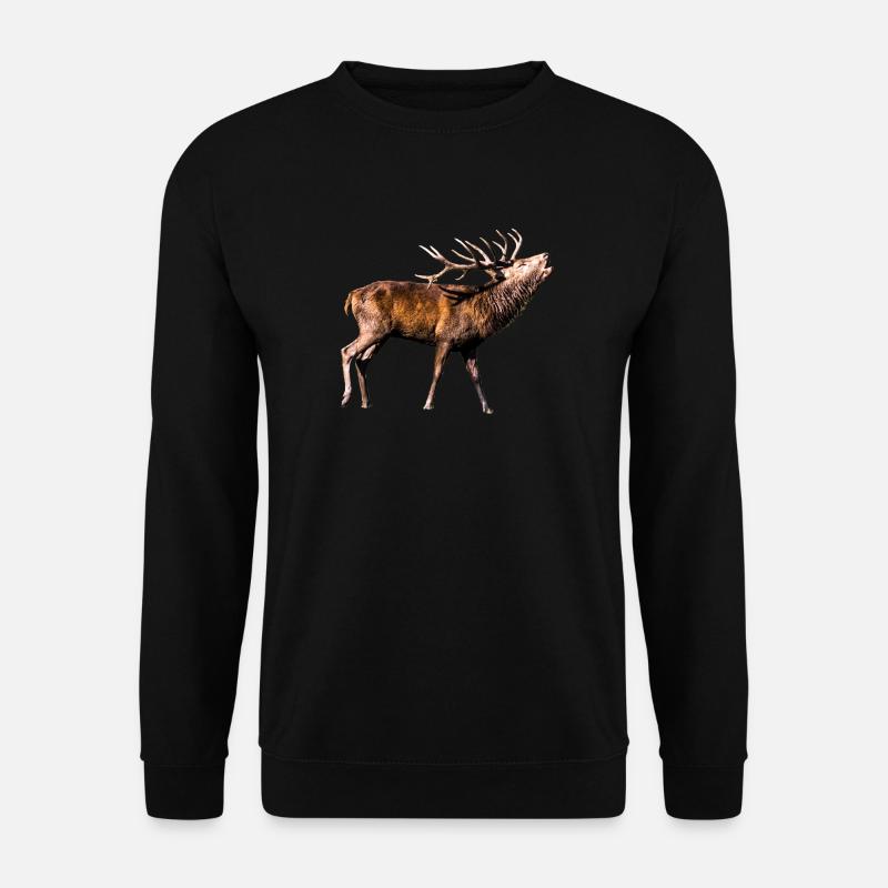 Geschenkidee röhrender Hirsch - Unisex Pullover - Schwarz