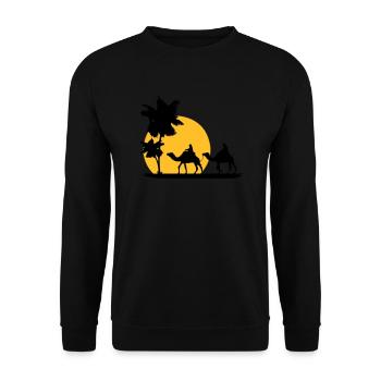 Camel - Kamel - Dromedar - Karawane - Unisex Pullover - Schwarz - Vorne - Alina (178cm) & Michal (187cm)