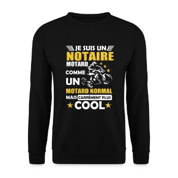 Notaire motard cadeau drôle moto biker - Sweat-shirt Unisexe - noir - Devant - Alina (178cm) & Michal (187cm)
