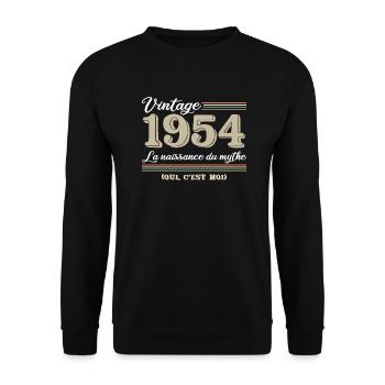 1954 année de naissance et cadeau d'anniversaire d - Sweat-shirt Unisexe - noir - Devant - Alina (178cm) & Michal (187cm)