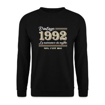 1992 année de naissance et cadeau d'anniversaire d - Sweat-shirt Unisexe - noir - Devant - Alina (178cm) & Michal (187cm)