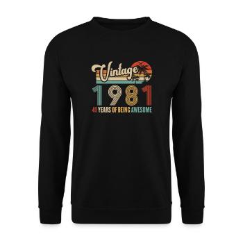 Vintage 1981 Anniversary 41 years to be Awesome - Unisex Sweatshirt - black - Front - Alina (178cm) & Michal (187cm)