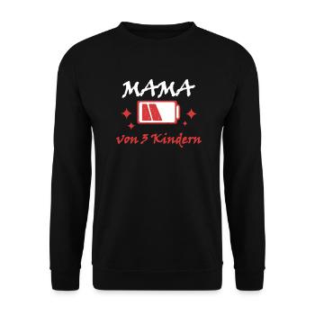 Akku leer Mama von 3 Kindern Mutter Muttertag Kind - Unisex Pullover - Schwarz - Vorne - Alina (178cm) & Michal (187cm)