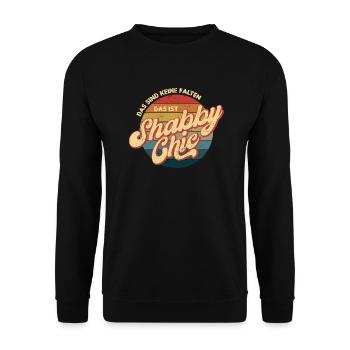 Das sind keine Falten, das ist Shabby Chic, Altern - Unisex Pullover - Schwarz - Vorne - Alina (178cm) & Michal (187cm)