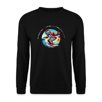 Slow Down Sloth Surf - Faultier Surf T-Shirt - Unisex Sweatshirt - black - Front - Alina (178cm) & Michal (187cm)