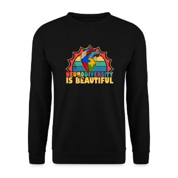 Neurodiversity is beautiful Autismus-Puzzleteil - Unisex Pullover - Schwarz - Vorne - Alina (178cm) & Michal (187cm)